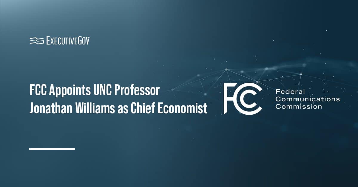 Federal Communications Commission's logo. Jonathan Williams was named FCC's chief economist and head of OEA