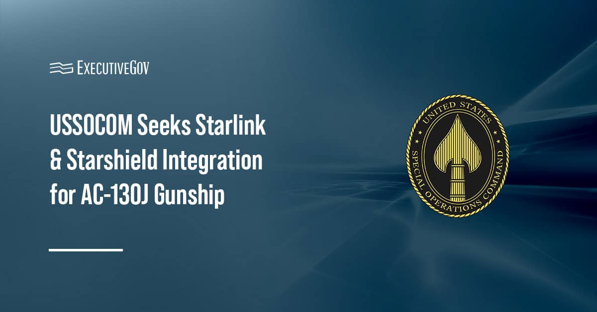 USSOCOM logo. The command has issued an RFI for the integration of SpaceX's Starlink & Starshield onto the AC-130J Ghostrider
