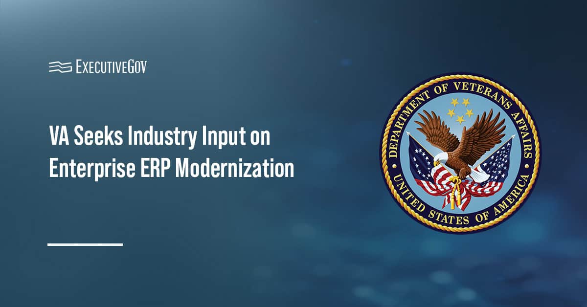 VA logo. VA issued an RFI seeking industry input on ERP platform modernization.