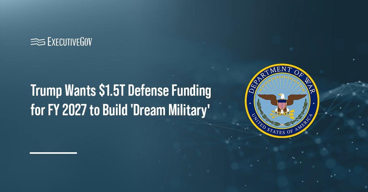 The Department of War logo. DOW will receive a $1.5 trillion budget in fiscal 2027 under the president's proposal