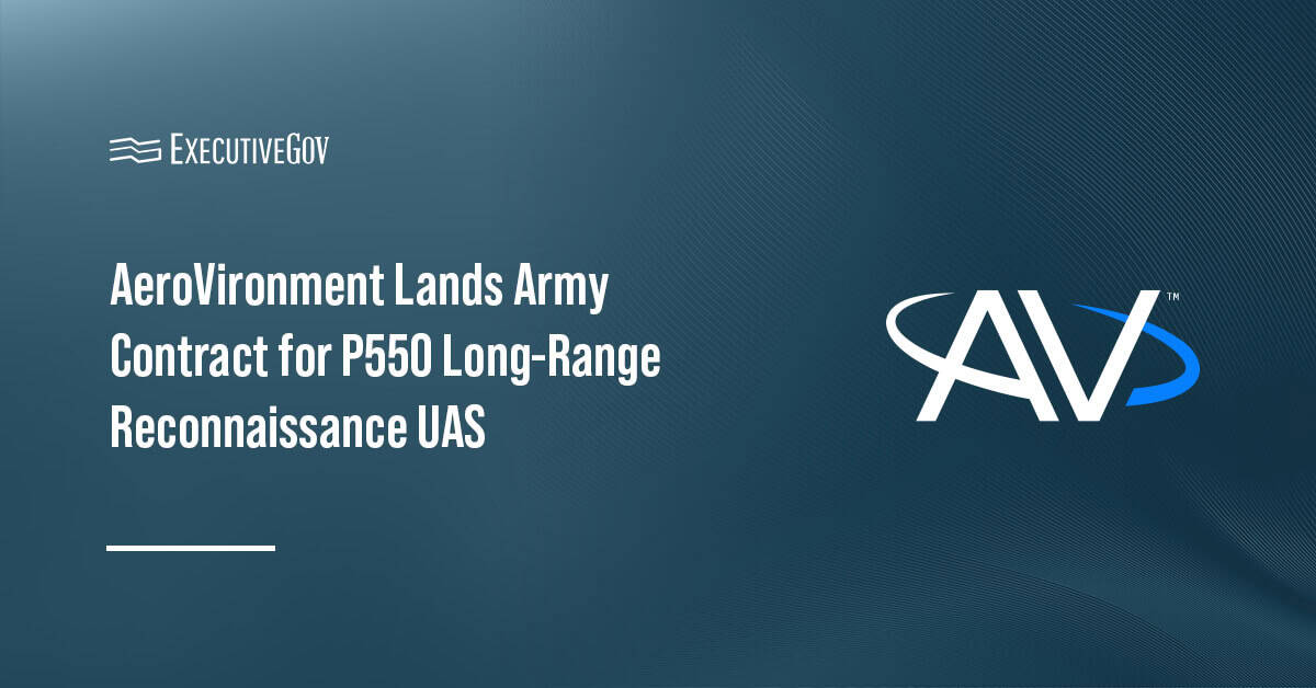 AeroVironment logo. AV secured a contract from the U.S. Army to produce P550 LRR UAS.