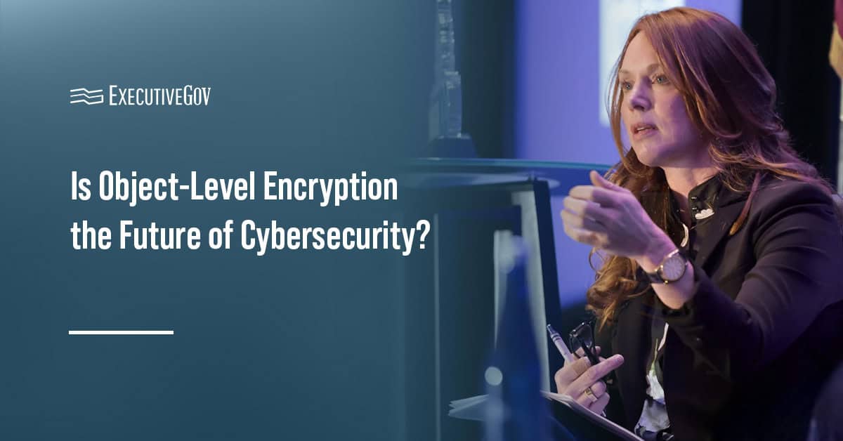 Angel Smith. Virtru's global head of public sector during panel discussion at the Potomac Officers Club's 2026 AI Summit