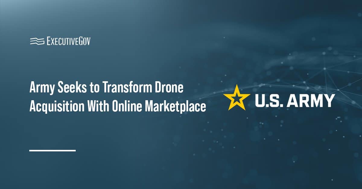 U.S. Army logo. The Army launched the UAS Marketplace to expedite the drone acquisition process.
