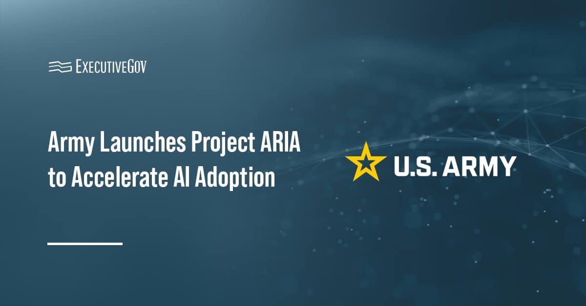 U.S. Army seal. The Army has launched Project ARIA to advance the use of AI capabilities to modernize military operations.