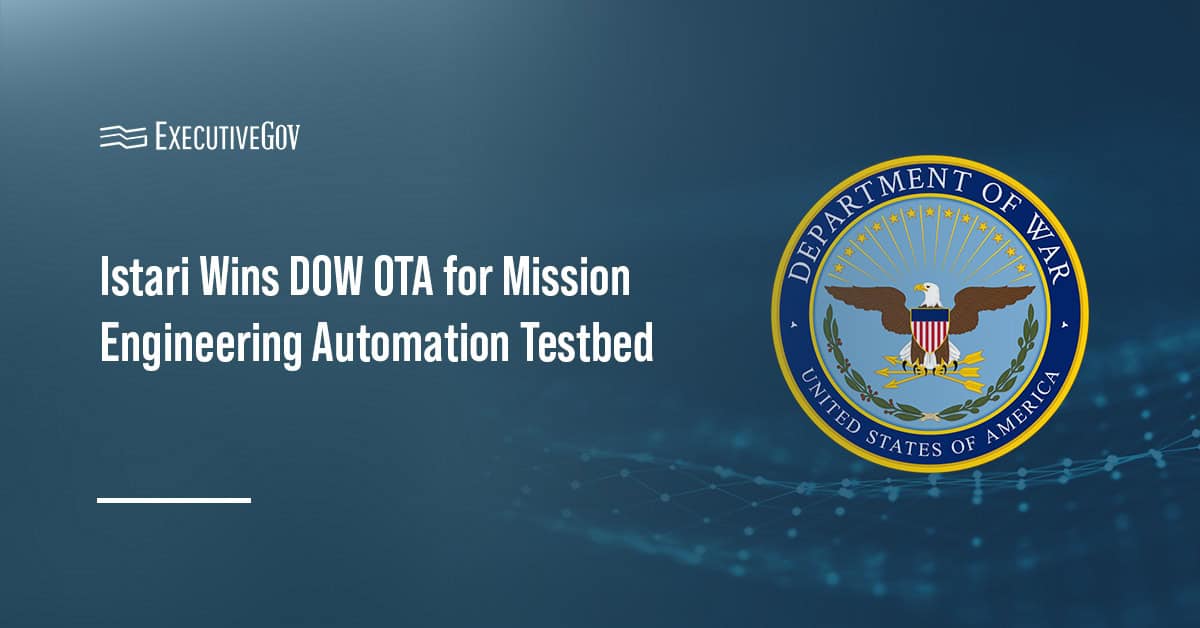 Department of War logo. DOW awarded Istari a prototype OTA to build the Mission Engineering Automation Testbed.