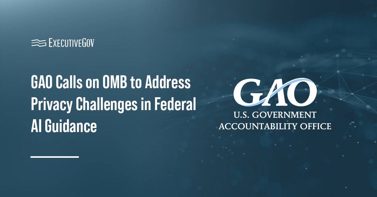 Government Accountability Office logo. GAO issued a new report that assessed OMB's federal AI guidance