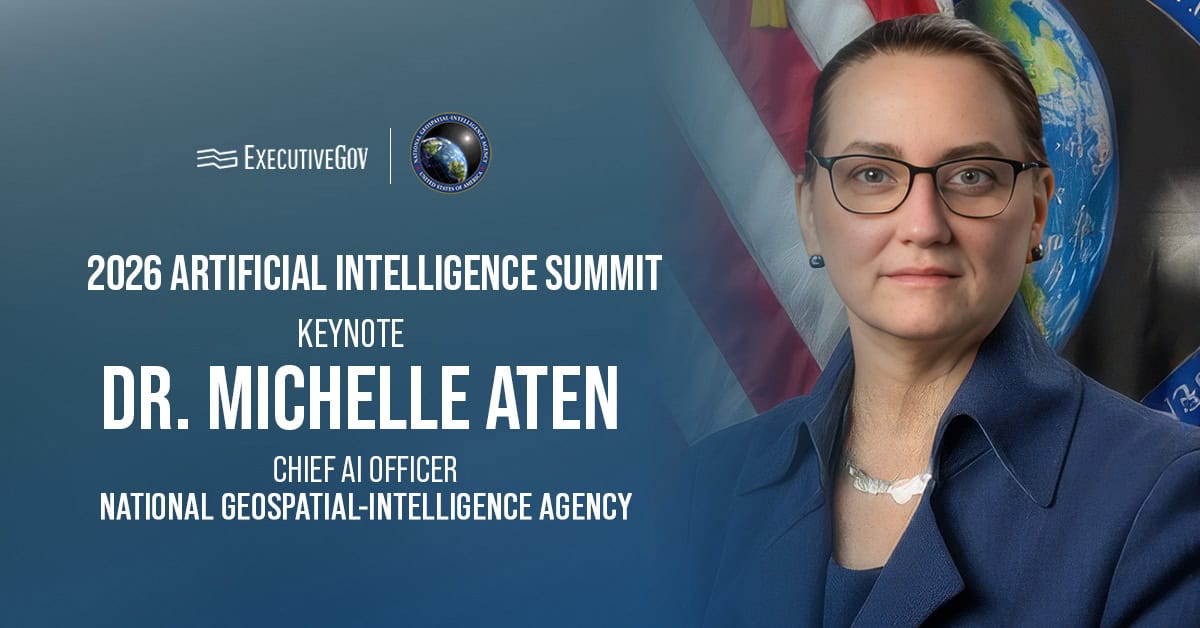 Dr. Michelle Aten. The NGA chief AI officer keynotes the 2026 Artificial Intelligence Summit on March 18.