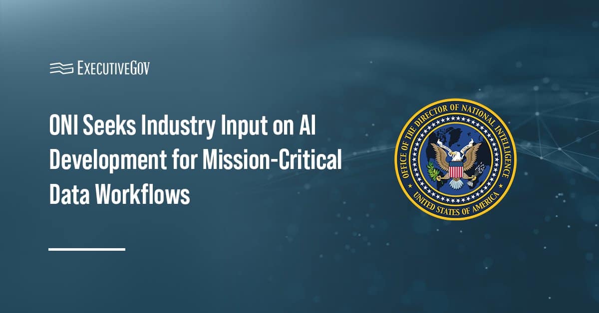 ONI seal. The Office of Naval Intelligence is seeking evaluation-driven AI development and delivery suppport.
