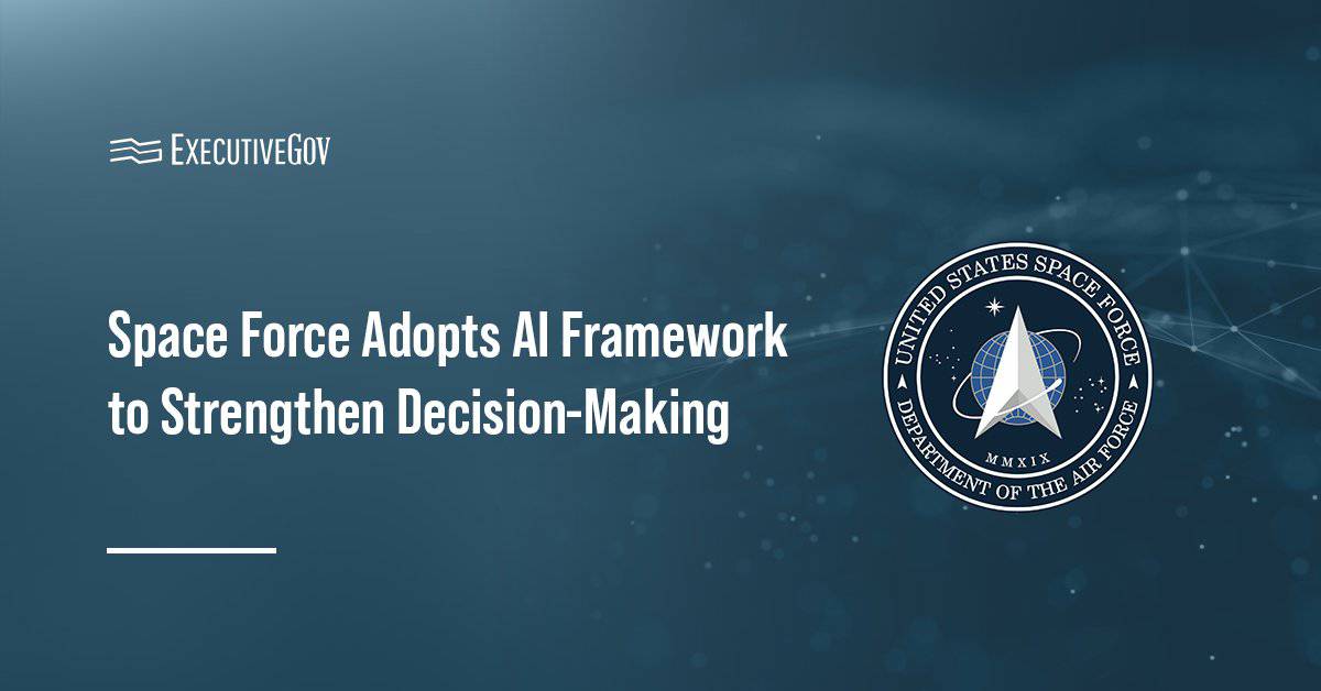 U.S. Space Force logo. The Space Force is advancing a three-tiered AI framework to improve decision-making.