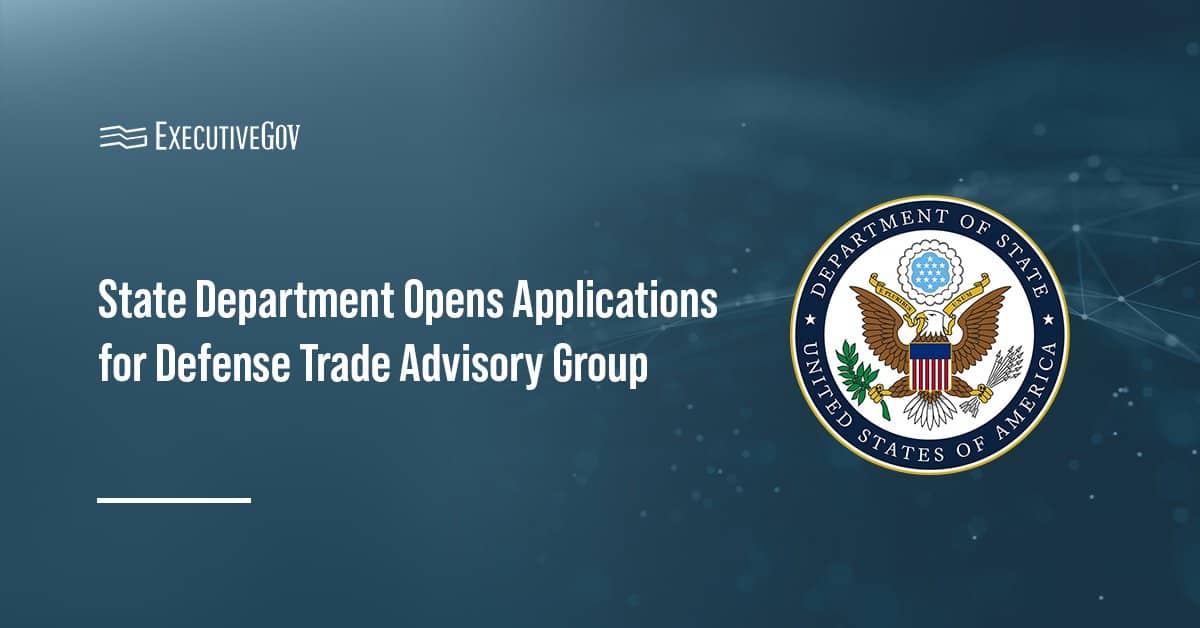 State Department logo. The State Department seeks experts to join the Defense Trade Advisory Group.