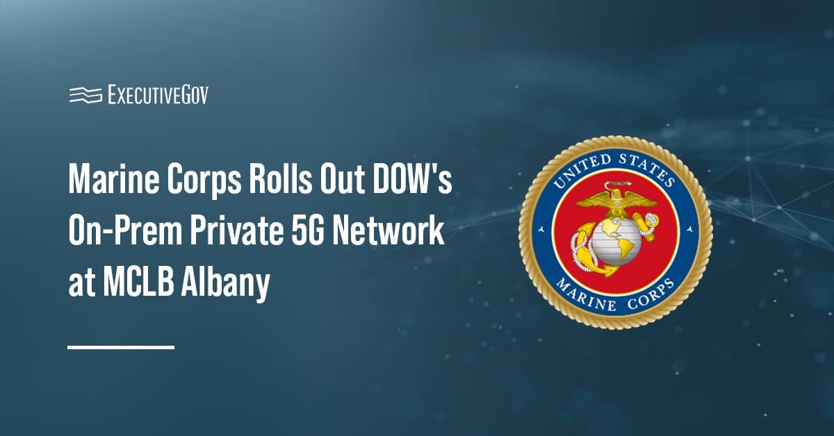 Marine Corps logo. The Marine Corps granted an ATO for the deployment of on-premises private 5G network at a military base