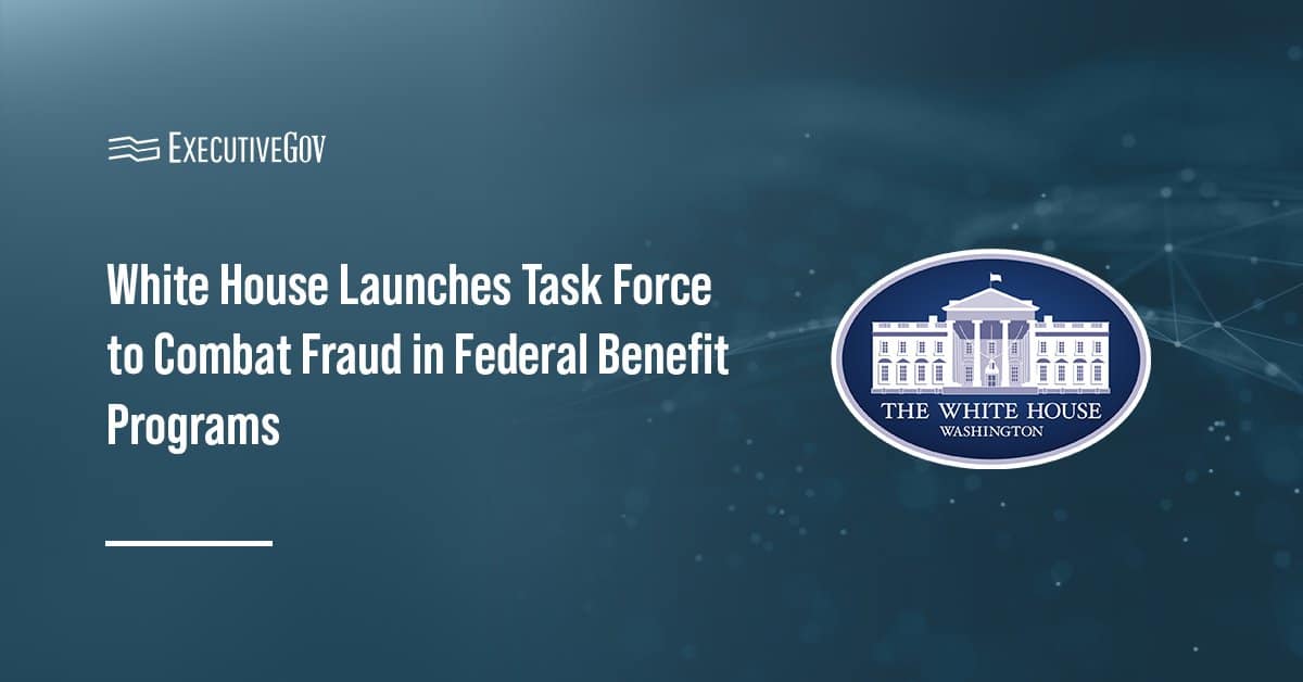 White House seal. President Donald Trump signed an executive order establishing the Task Force to Eliminate Fraud.