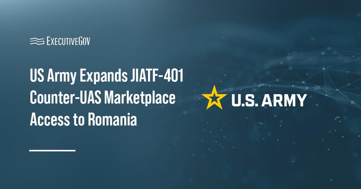 U.S. Army logo. The Army and Romania agreed to enable the country to buy counter-UAS systems via the JIATF-401 marketplace.
