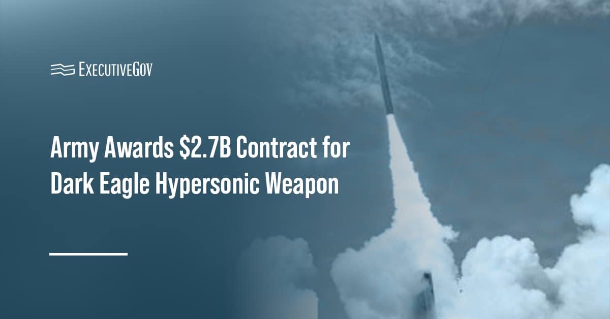 Dark Eagle missile launch. The U.S. Army has awarded a contract to support the Dark Eagle Long-Range Hypersonic Weapon.