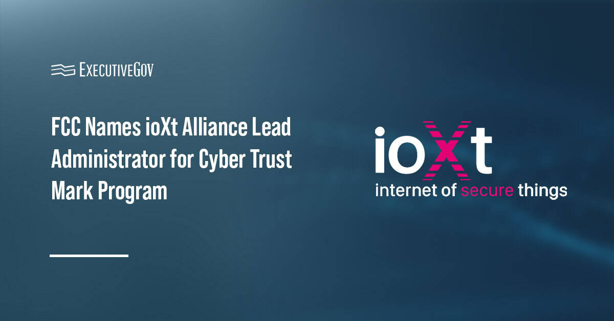 ioXt Alliance logo. ioXt was selected as the lead administrator for the FCC’s Cyber Trust Mark program.