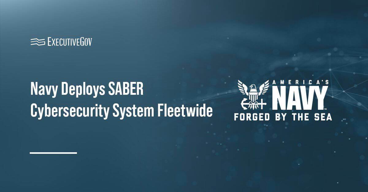 US Navy logo. The SABER system enables Navy ships to detect and respond to cyber incidents.