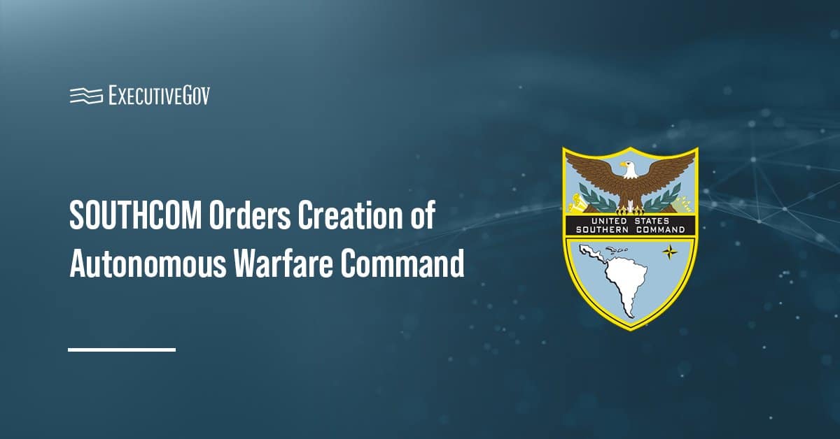 SOUTHCOM seal. U.S. Southern Command has announced plans to establish the SOUTHCOM Autonomous Warfare Command.
