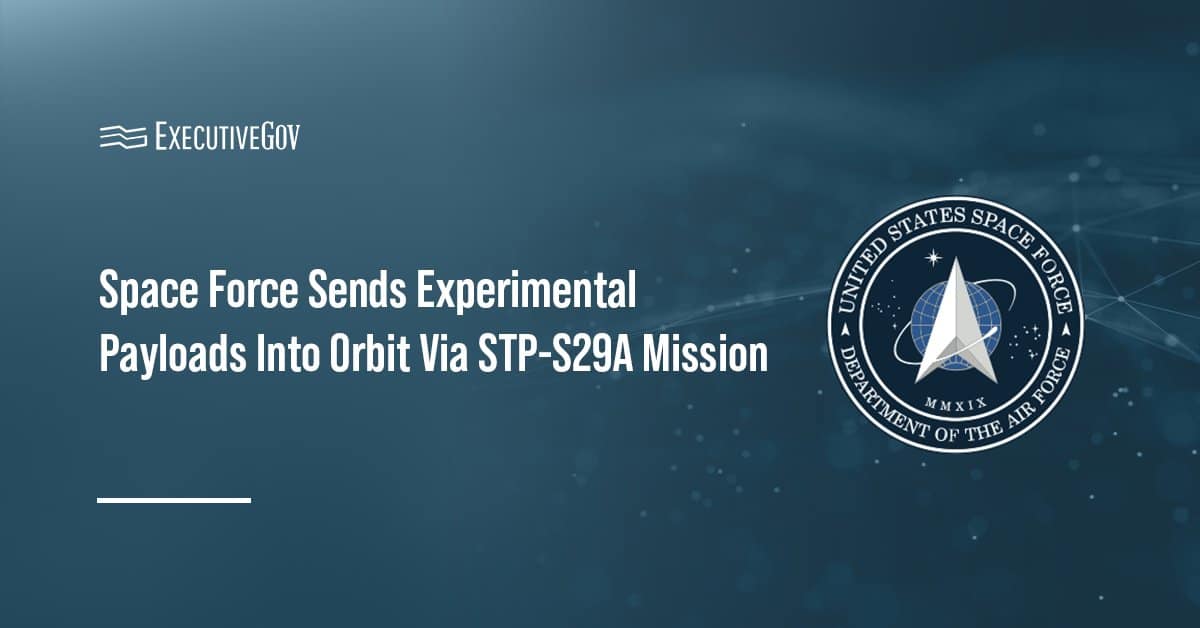 U.S. Space Force logo. The Space Force launched five DOW experiments and CubeSats into orbit as part of the STP-S29A mission.