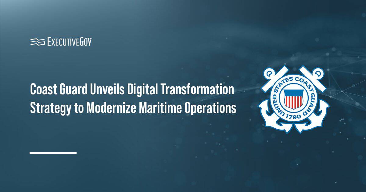 coast-guard-digital-transformation-strategy Coast Guard logo. The U.S. Coast Guard has launched the Digital Transformation Strategy to modernize maritime operations.