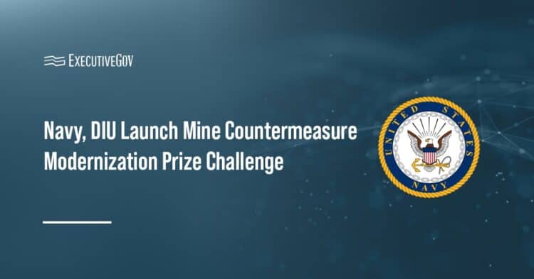 U.S. Navy logo. The Navy and the Defense Innovation Unit have launched the Mine Countermeasure Modernization Prize Challenge.