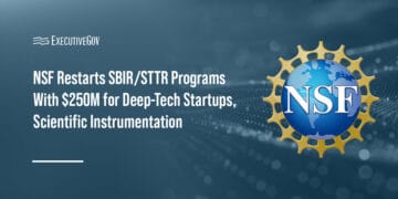NSF Restarts SBIR/STTR Programs With $250M for Deep-Tech Startups, Scientific Instrumentation Executive Gov National Science Foundation logo. NSF has posted a solicitation for the renewed SBIR/STTR programs.