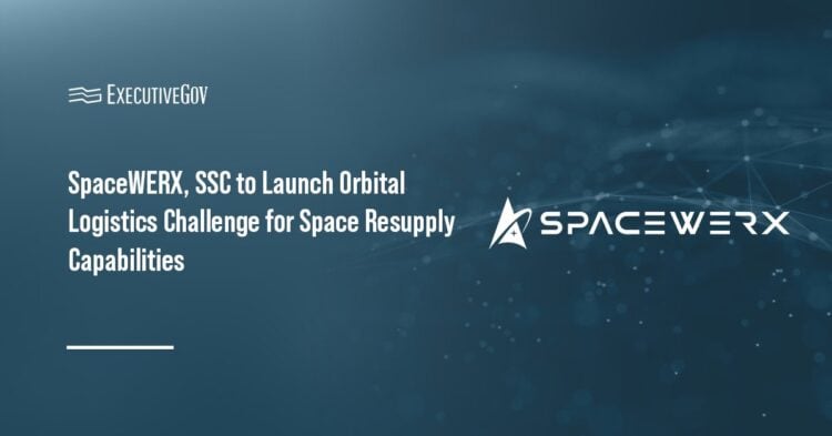 SpaceWERX logo. SpaceWERX and the Space Systems Command have partnered to launch the In-Domain Orbital Logistics Challenge.