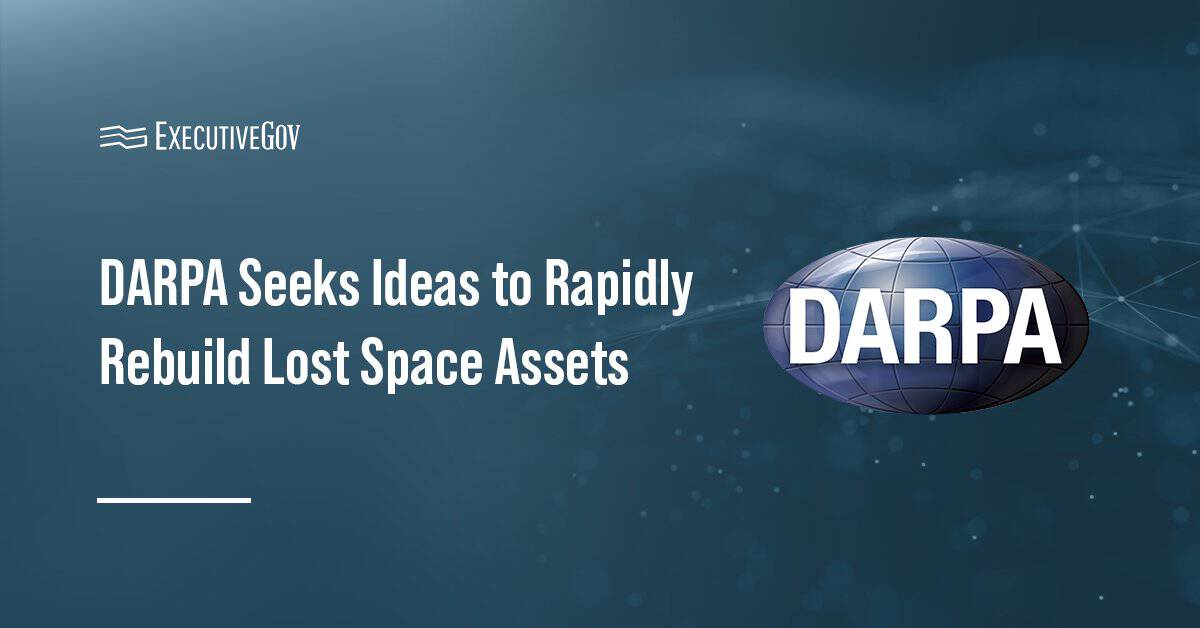 DARPA logo. DARPA issued an RFI seeking industry insights to quickly restore satellite services.