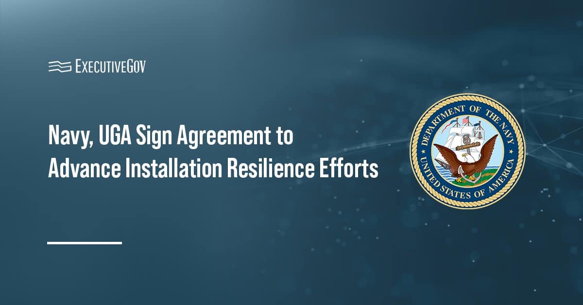 Department of the Navy seal. The Navy and the University of Georgia partner to strengthen installation resilience.