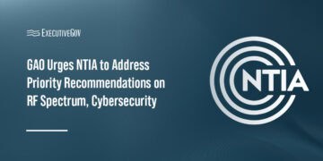 NTIA seal. GAO has urged NTIA to implement recommendations concerning RF spectrum management, cybersecurity and broadband.