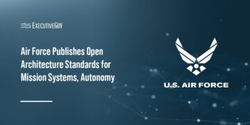 Air Force Publishes Open Architecture Standards for Mission Systems, Autonomy Executive Gov US Air Force logo. The Air Force published two government reference architectures: AMS GRA and A-GRA.