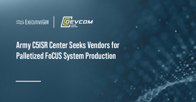 Army C5ISR Center logo. The Army's C5ISR Center is looking for vendors to rapidly produce palletized FoCUS counter-UAS system