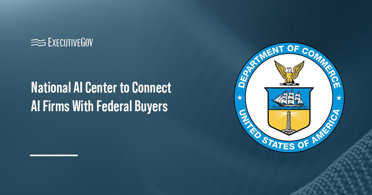 Commerce Department logo. Commerce's National AI Center is working to connect American AI companies with federal agencies.
