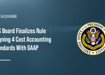 OMB logo. The OMB board said the final rule on four CAS aims to lower barriers for nontraditional contractors.