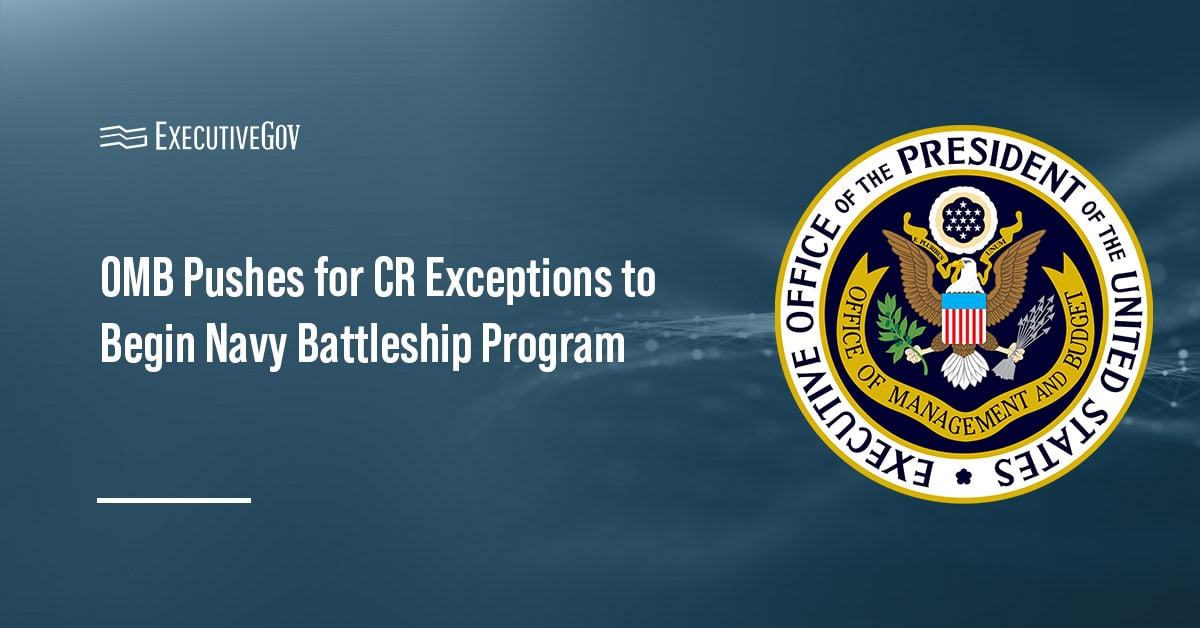 OMB logo. OMB has asked Congress to allow the Navy to start its Trump-class battleship program.