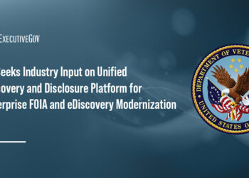 Department of Veterans Affairs seal. VA is conducting market research for a Unified Discovery and Disclosure Platform.