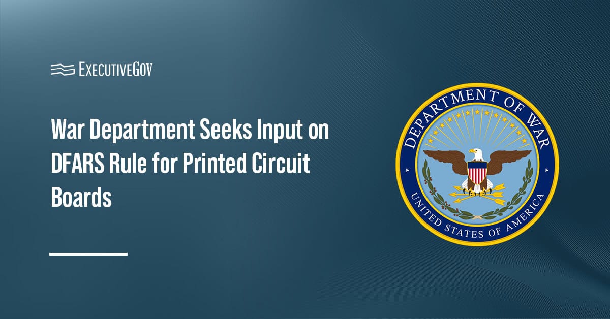 Department of War seal. DOW is seeking input on the proposed DFARS revision banning PCB acquisition from a covered nation.