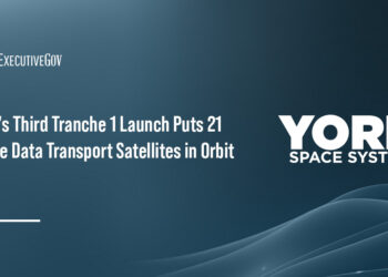 York Space Systems logo. SDA's third Tranche 1 launch delivered 21 York Space satellites to orbit for PWSA.