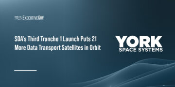 York Space Systems logo. SDA's third Tranche 1 launch delivered 21 York Space satellites to orbit for PWSA.