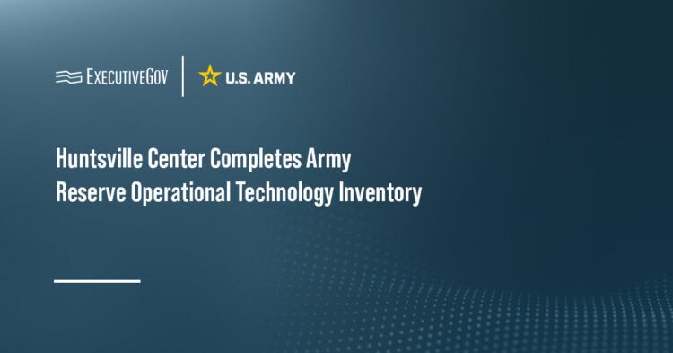 US Army logo. The Army Huntsville Center completed an operational technology inventory for the Army Reserve.