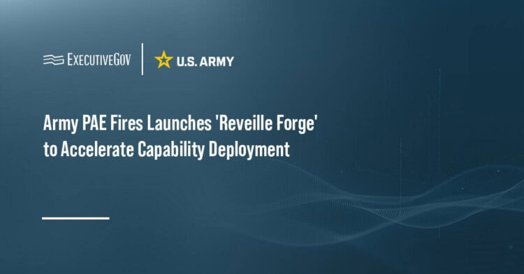 U.S. Army logo. The Army's PAE Fires has launched Reveille Forge, an integration development environment at Redstone Arsenal.