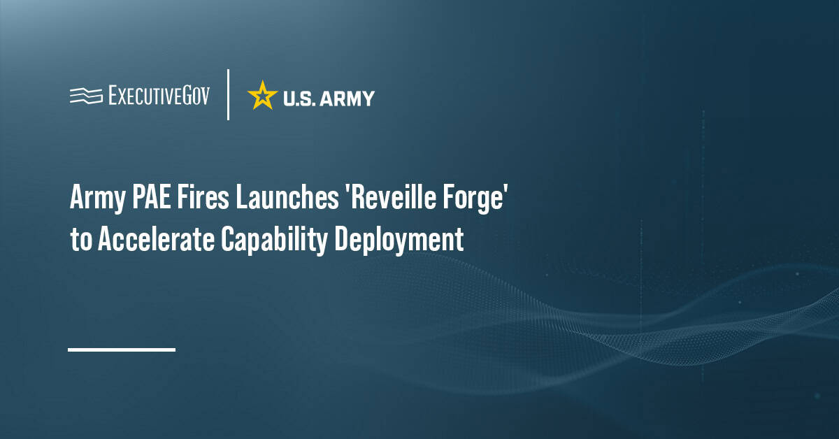 U.S. Army logo. The Army's PAE Fires has launched Reveille Forge, an integration development environment at Redstone Arsenal.