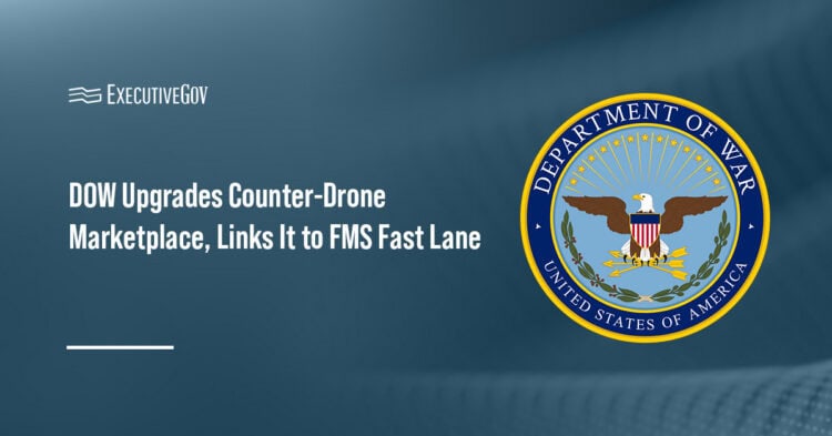 DOW logo. DOW is upgrading its counter-unmanned aerial system marketplace to streamline procurement.