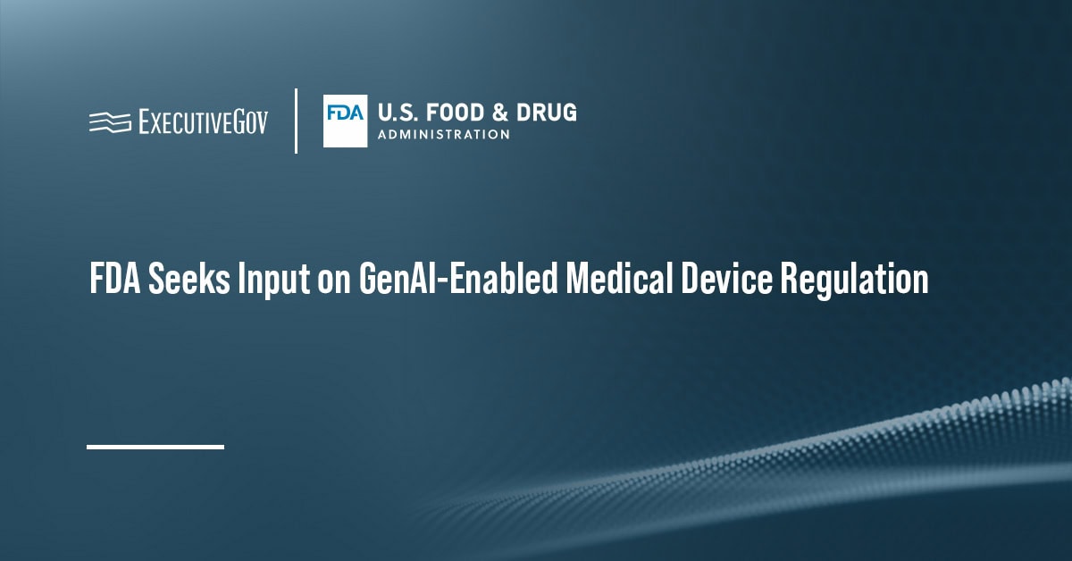 Food and Drug Administration logo. FDA has issued a discussion paper on regulatory considerations for GenAI-enabled medical devices.