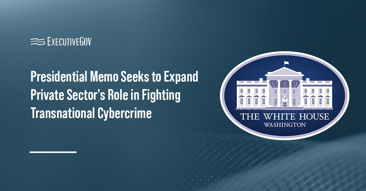 White House logo. President Trump has signed a memorandum authorizing private cyber operations against foreign criminal groups.