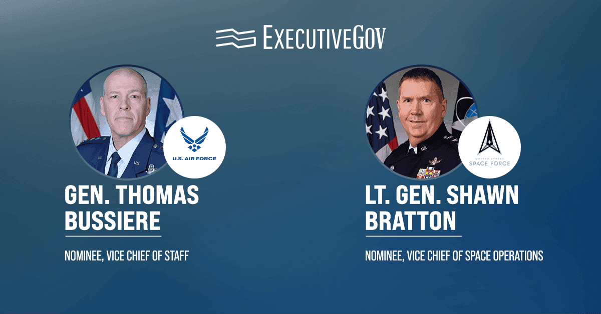 Thomas Bussiere, Shawn Bratton Named Vice Chief Nominees for USAF, Space Force Executive Gov Gen. Bussiere and Lt. Gen. Bratton. The two were nominated to vice chief roles in the USAF and USSF, respectively
