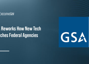 GSA logo. GSA now pilots new technology before standards bodies weigh in, reversing the order agencies followed for years.