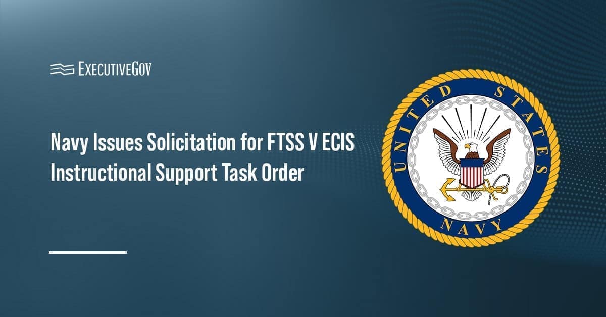U.S. Navy logo. The Navy has issued a solicitation for engineering contractor instructional support task order under FTSS V.