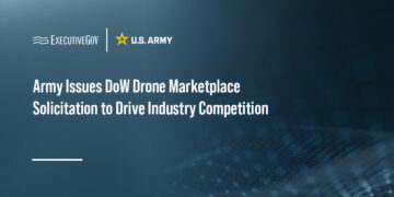 U.S. Army logo. The Army has issued an open solicitation for the DOW Drone Marketplace under a commercial solutions opening.