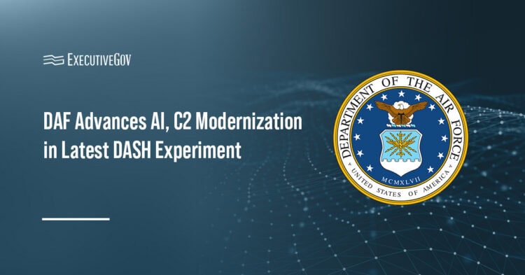 Department of the Air Force logo. DAF has advanced AI use and C2 modernization in its latest DASH experiment.