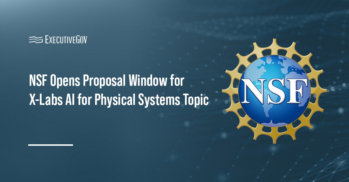 NSF logo. The agency is seeking proposals for embodied AI platforms in robotics, sensing and human-robot interfaces.